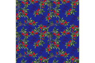 Berry Pattern on Classic Blue Background