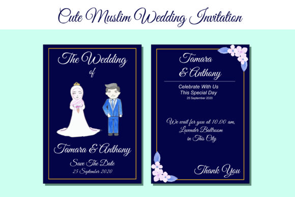 Cute Muslim Wedding Invitation and Print Templates