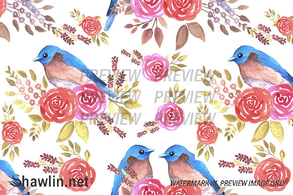 Eastern Bluebird Couple Bird Patterns
