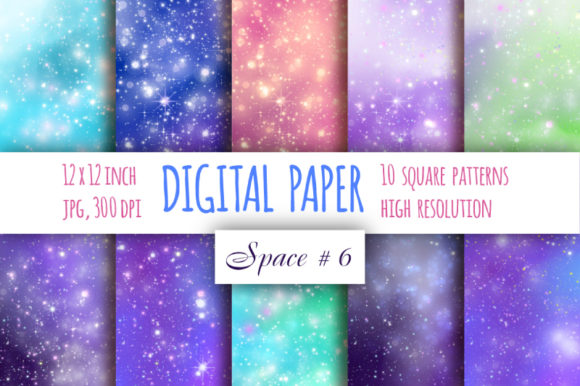 Galaxy Digital Paper Starry Sky Paper & Patterns