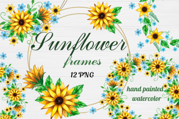 Geometric Sunflower Floral Frames Clipart & Crafts