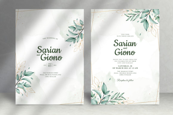 Greenery Wedding Invitation Card Theme and Print Templates
