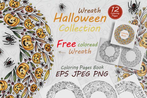 Halloween Wreath with Coloring Book