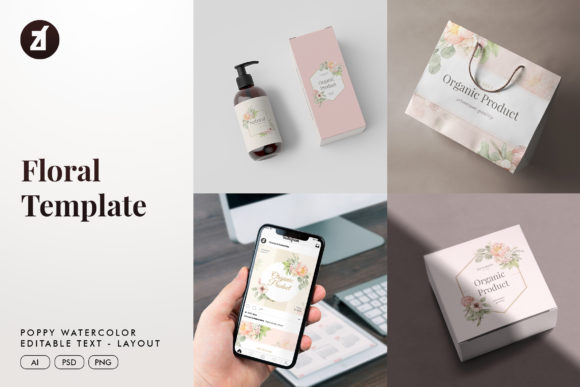 Poppy Floral Branding Template & Print Templates
