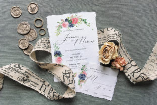 Rose Blue Wreath Wedding Suite Print Templates