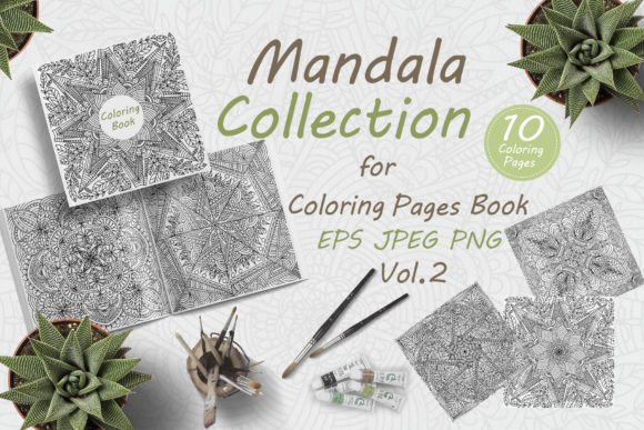 Square Mandala for Coloring Books, Vol.2