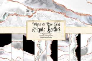 White and Rose Gold Agate Borders Textures