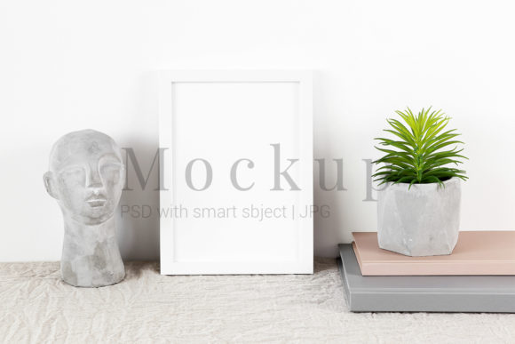 White Photo Frame Mockup, Cement Head Frames Amp