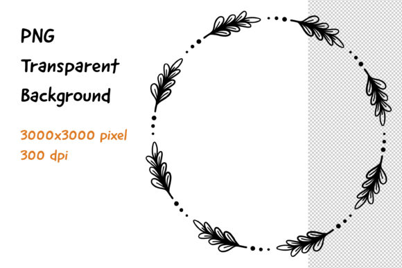 Wreath Frame Black and White -15 Decorative Elements