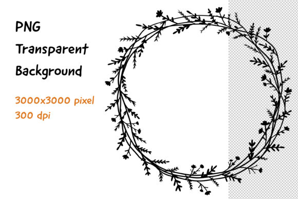 Wreath Frame Black and White -18 Decorative Elements