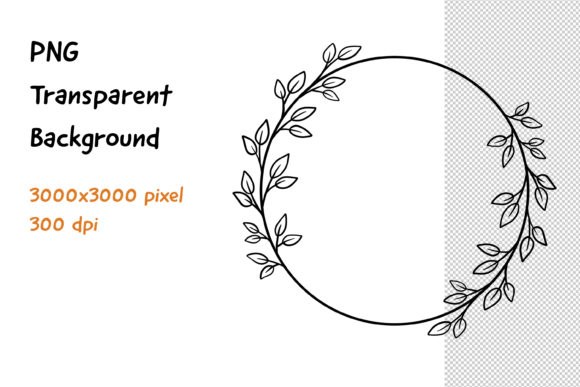 Wreath Frame Black and White -4 and Decorative Elements